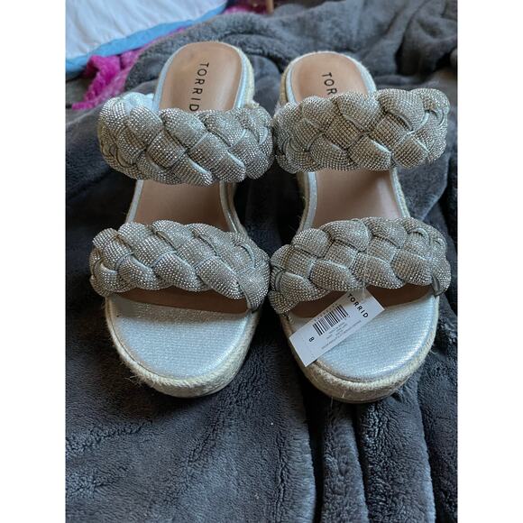 Torrid Rhinestone Braided Espadrille Platform Wedge NWT 8WW - Picture 6 of 10